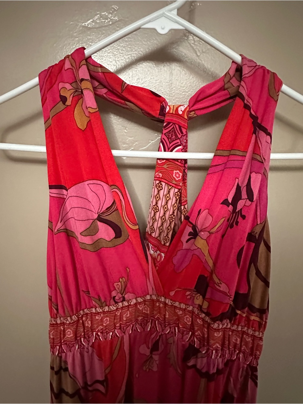HALE BOB Womens Midi Dress Racerback Silk V-neck Colorful Sz XS Sleeveless. - Picture 4 of 6